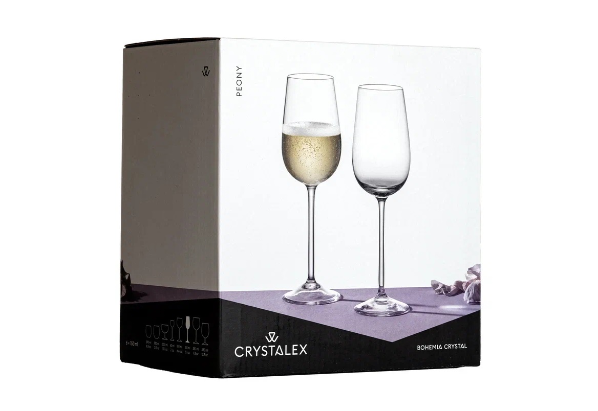 Набор бокалов стекло  "BOHEMIA" "Пион" 150мл 6шт д/шампанского 40976/150  "KRYSTALEX" *1/8