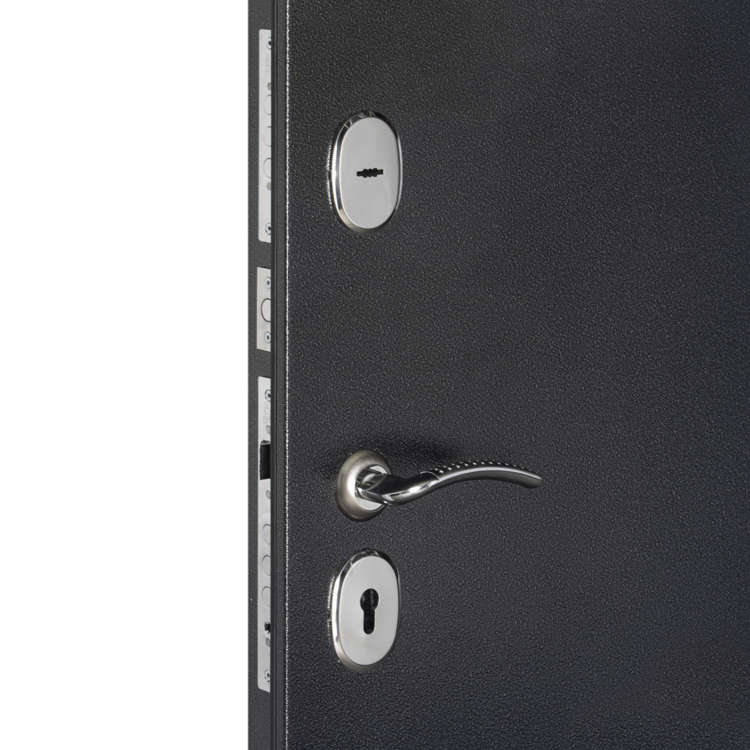 Дверь входная Дверной континент, 860х2050х70 мм, с зеркалом, правая, серебристый антик/сандал светлый