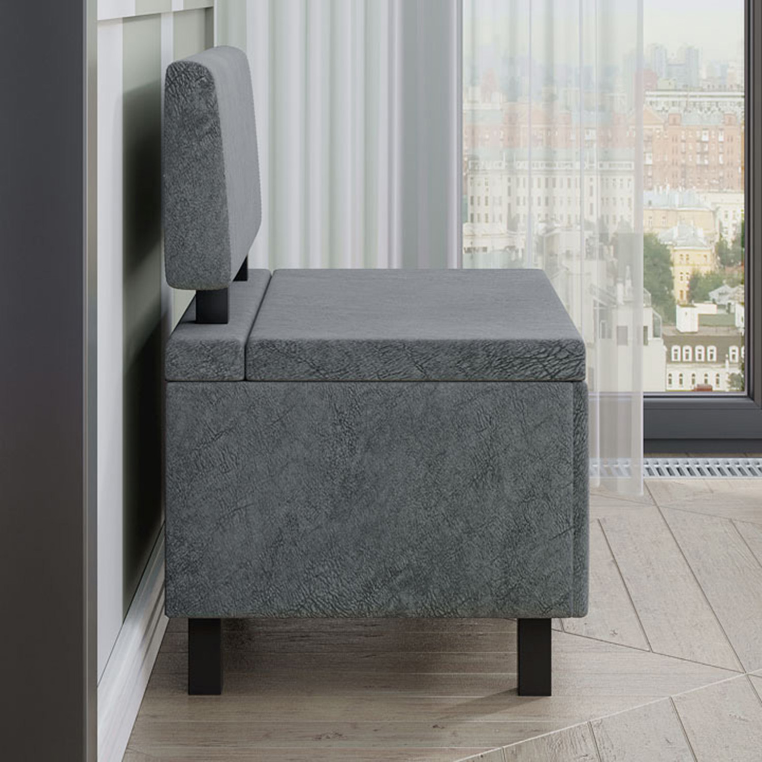 Скамья прямая Брайтон (800мм) Венге Цаво, Wellmart Silver*1