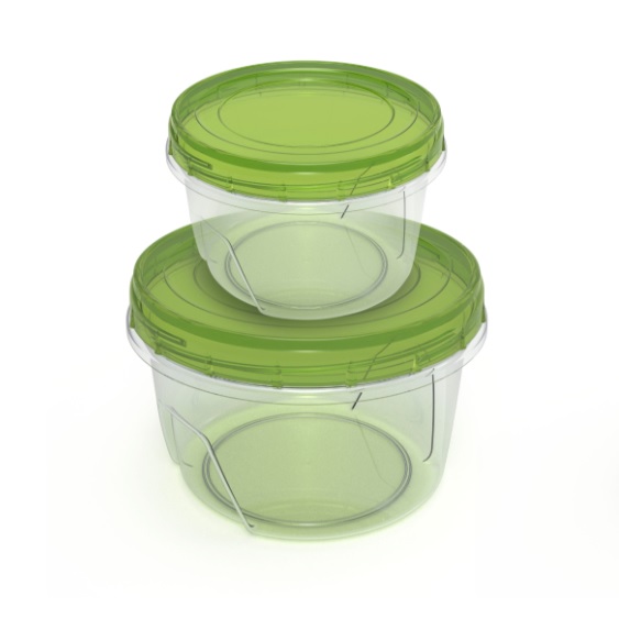 Набор банок для продуктов пластм. "Summer time" 2шт: 0,3л+0,7л с закруч.кр. арт.43118 "Пол-быт" 1/27