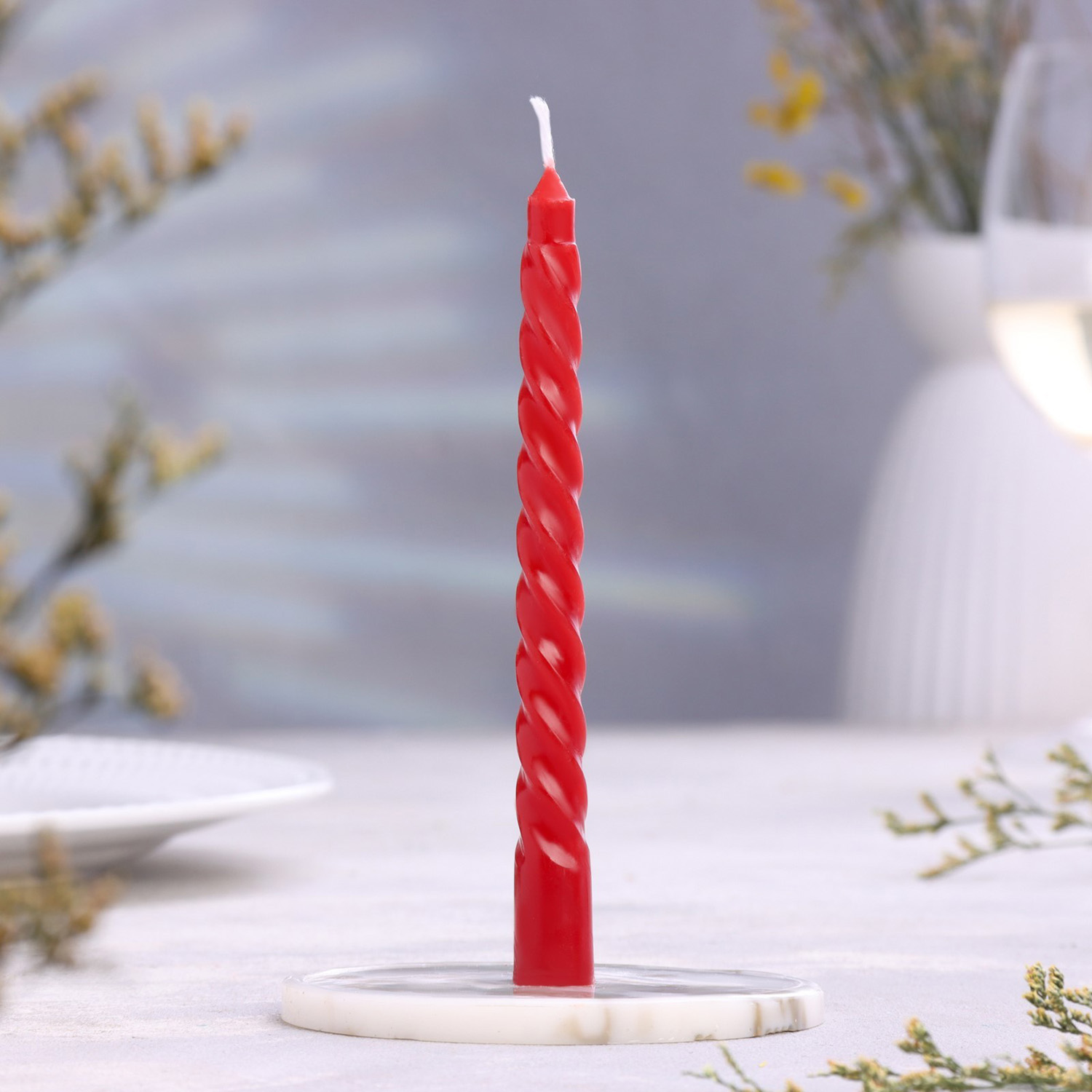 Свеча воск витая (набор 2 шт) h=15 см, аромат клубника 483422