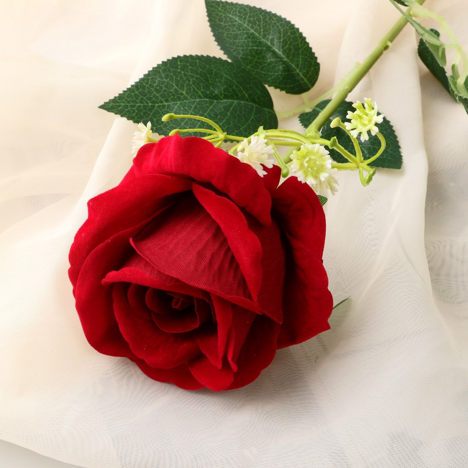 Цветы искусственные "Роза венесуэльская" 8х56 см, бордовый  9369549