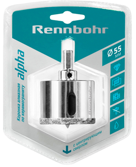 Коронка по керамограниту 32мм алмазная центрирующее сверло (676232) Rennbohr  *1/10/120