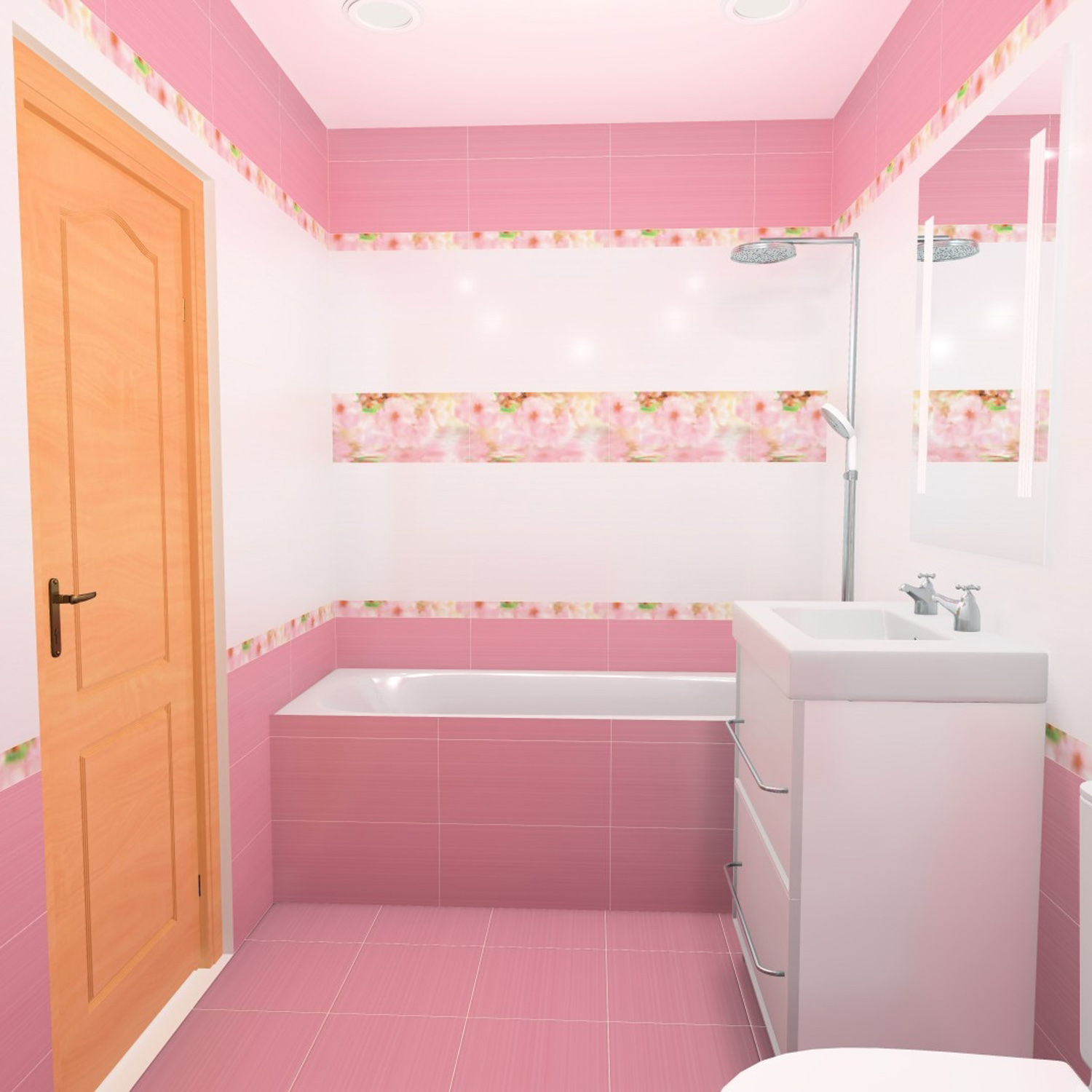 яяяПлитка настенная Гамма розовая низ ЛЮКС 250*500 (0,125*10=1,25) VINCHI