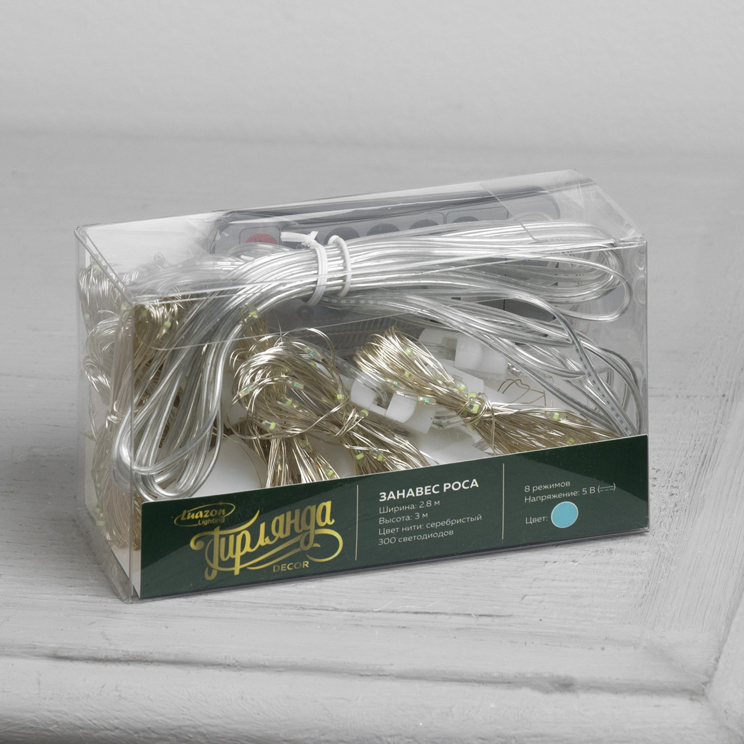 Гирлянда «Занавес роса» Luazon Lighting, 3х2.8 м, 8 режимов, аквамарин, 300 LED, IP20, USB Гирлянда «Занавес роса» Luazon Lighting, 3х2.8 м, 8 режимов, аквамарин, 300 LED, IP20, USB