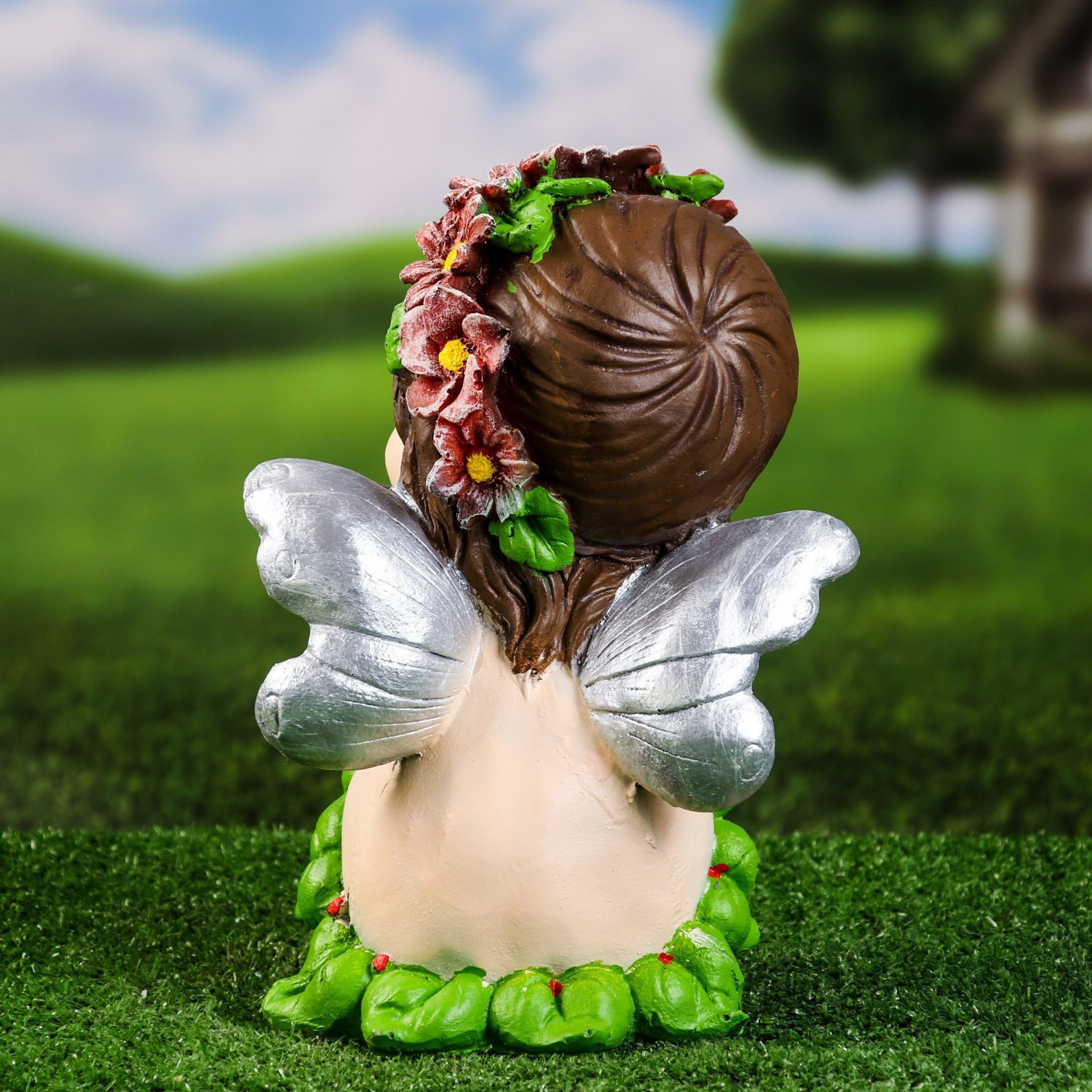 Садовая фигура "Ангел мечтатель" цветной, 27х20см 9567035