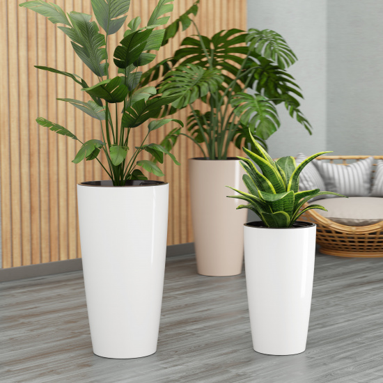 Кашпо пластм. "Рондо" высокое 71л d 400мм h755мм, со вставкой 23л Белый М8877 (ЗПИ "Альт.") *1 Кашпо пластм. "Рондо" высокое 71л d 400мм h755мм, со вставкой 23л Белый М8877 (ЗПИ "Альт.") *1