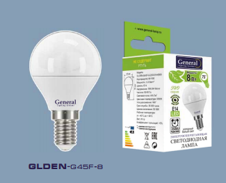 Лампа светодиодная 8W Е14 шар 4К нейтральный G45F GENERAL 641000 *1/10/100