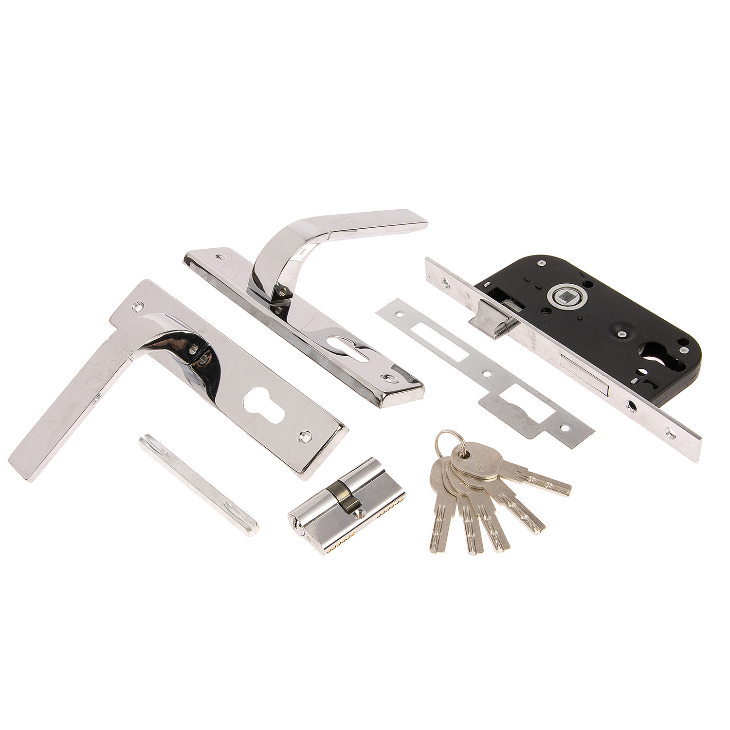 Замок врезной 70мм хром N107 Нора-М *1/20