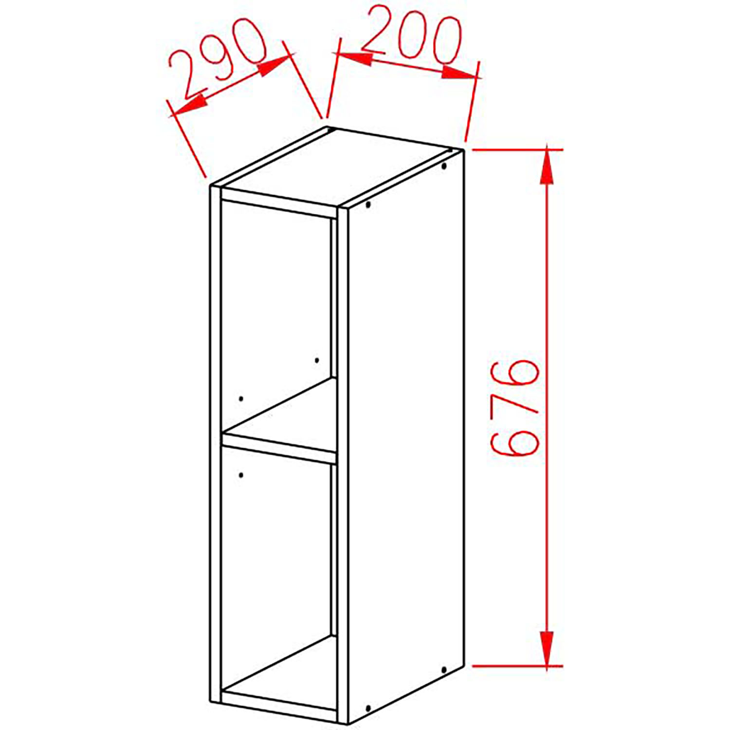 Шкаф навесной открытый 20см VIOLA*1 Шкаф навесной открытый 20см VIOLA*1