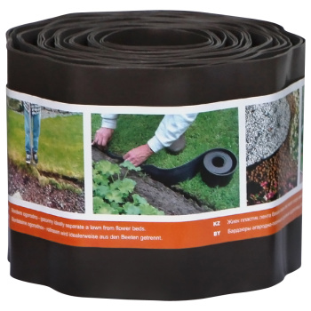 Бордюрная лента Садовая для грядок, клумб "гофра" пласт. выс.15см дл.9м Коричн.Б-15/9 (Протэкт) *1/2