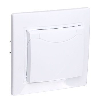 Розетка Intro Plano СП 1-мест. белая зк крышка 2P+E Schuko 16А-250В IP20