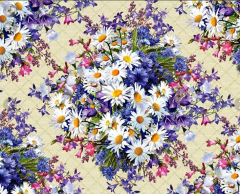 яяяКлеёнка на тканевой основе "Этюд" "Полевые цветы" на бежевом  шир.1,25м 804/2 "Колорит" *25