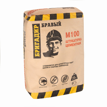 Штукатурка цементная БРАВЫЙ БРИГАДИР М 100, 25 кг