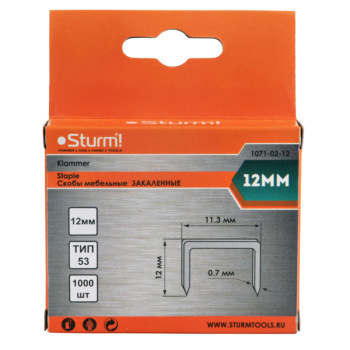Скоба д/степлера STURM (арт.1071-02-12) тип 53 * 1/20/200