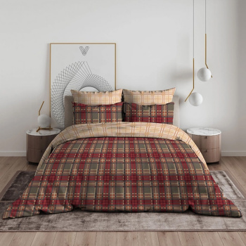 Постельное белье 1,5сп бязь Василиса 70028/1 Тартан, наволочки 70*70 - 2шт *1/6