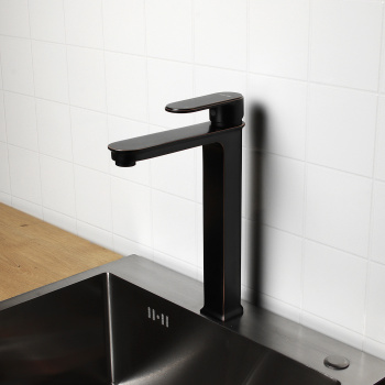 Смеситель для умывальника Alforn AF19104FW, высокий излив, рычажный, на столешницу