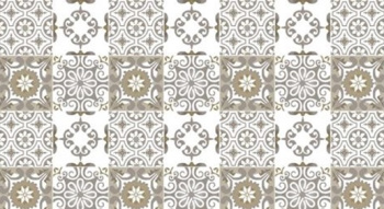 Клеёнка на тканевой основе "Этюд" "Изразцы" беж.-бел.-сер. шир.1,25м 637/2 "Колорит" *25