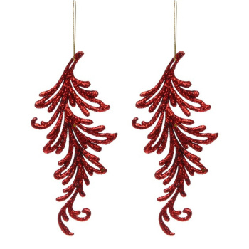 Подвеска "Волшебное перо" 10 см (набор 2 шт), красный