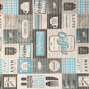 Коврик для ванной ПВХ шир. 65см х15м "DEKOMARIN" 160A абстр голубая с черным (Турция) *15