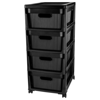 Комод пластм. "Velvet" 4 ящика выс.690мм, шир.300мм, гл.385мм Черный 435218813 ("Бытпласт") *1