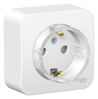 Розетка SCHNEIDER ELECTRIC "BLANCA" ОП одноместная с заземляющим контактом с изолирующей пластиной 16А 250В белая BLNRА110111