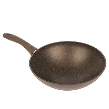 Сковорода алюм. а/приг.литая Kukmara "Мраморная" кофейный d28см "ВОК" дно11см,гл.9,5см свкмк280а*1/3