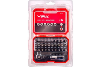 Набор бит 25мм PH/PZ/SL/T(ТН)/HEX (32шт) магнитный адаптер хвостовик1/4" (554106) VIRA *1/6/24