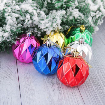 Набор шаров пластик d-6 см, 6 шт "Прокси геометрия" микс 2371162