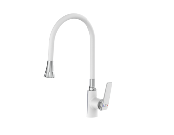 Смеситель для кухни Diadonna D137-41W гибкий излив, белый *1/10