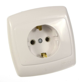 Розетка CHNEIDER ELECTRIC "Рондо" СП одноместная с заземляющим контактом белая РС16-264