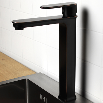 Смеситель для умывальника Alforn AF19104FW, высокий излив, рычажный, на столешницу