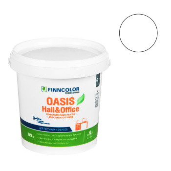 Краска акриловая 0.9 л для стен и потолков FINNCOLOR Oasis Hall&Office, белая база А, глубокоматовая