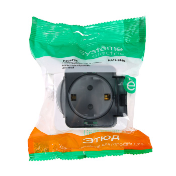 Розетка "Этюд" ОП 1-мест. белая с з/к з/ш влагозащ. IP44 РА16-044 *1/12