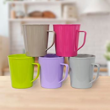 Кружка пластм. 400мл, цвета: "микс" (в упак. 5 цветов) арт.Кр_400 "ПластоС" *1/125