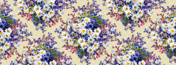 яяяКлеёнка на тканевой основе "Этюд" "Полевые цветы" на бежевом  шир.1,25м 804/2 "Колорит" *25