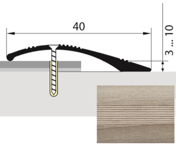 Порог-стык разноуровневый 40х1800 мм Русский профиль, дуб дымчатый