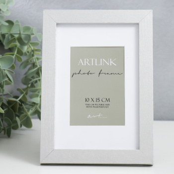 Фоторамка МДФ "Ellis" 10x15 см, с паспарту, серебро 9335839