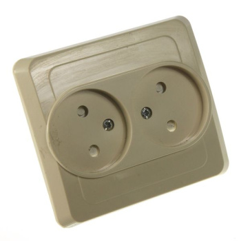 Розетка "Этюд" СП 2-мест. кремовая с з/ш РС16-006 *1/10
