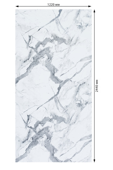 Панель МДФ 2440х1220х3 мм Стильный дом, влагостойкая, мрамор каррара серый, 2.98 м²