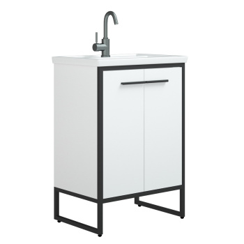 Тумба /Corozo/ "Айрон 60" black/white (черный метал.каркас)(выпис. раковину ДЗ910 Фостер 600) *1/6
