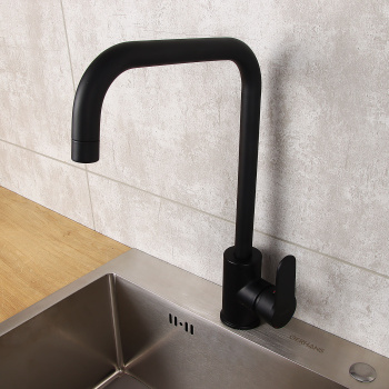 Смеситель для кухни Milardo Poli черный матовый, высокий излив POLBLL0M05 *1/16