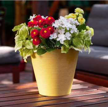 Кашпо пластм. "Конус Эко" 5,2л d верха225мм h205мм,съем дрен.решетка Горчичный "5plast.ru" *1/9