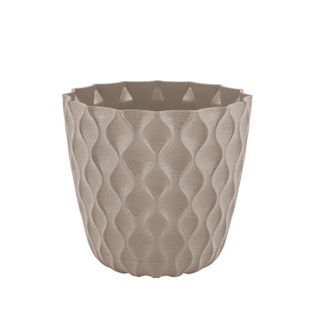 Кашпо пластм. "Wave"  1,4л d верха 145мм h132мм с поддоном Французский платан IG650110105 *1/10