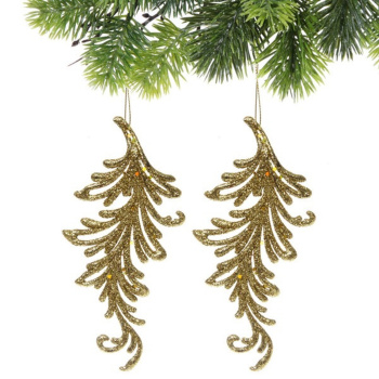 Подвеска "Волшебное перо" 10 см (набор 2 шт), золото