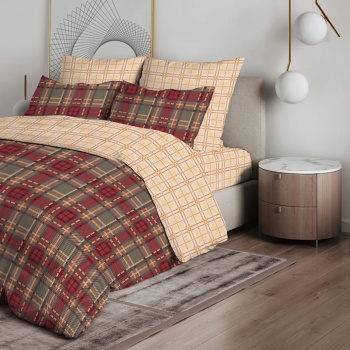 Постельное белье 1,5сп бязь Василиса 70028/1 Тартан, наволочки 70*70 - 2шт *1/6