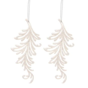 Подвеска "Волшебное перо" 10 см (набор 2 шт), белый