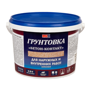 Грунтовка бетон-контакт BROZEX, для наружных и внутренних работ, 2 кг