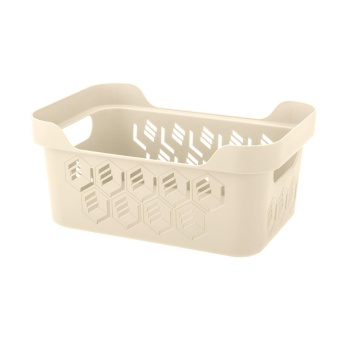 яяяКорзина для хранения пластм. "Deluxe" 4,6л 270x190x120мм Бежевый арт.433280907 ("Бытпласт") *1/14