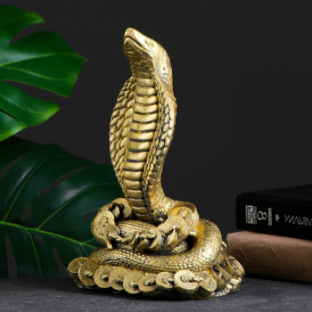 Фигура "Кобра на деньгах" золото, 26х16х10см 7585215